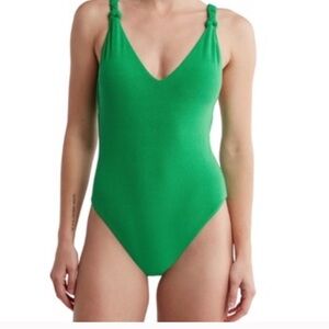 Sanctuary Swim NWT size L Terry Green One-Piece Swimsuit